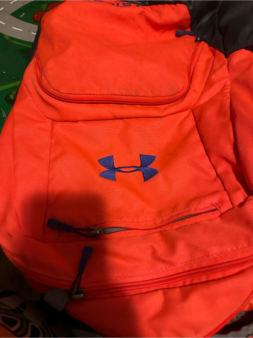 Under Armour Men’s Bright Coral Backpack with Navy Accents